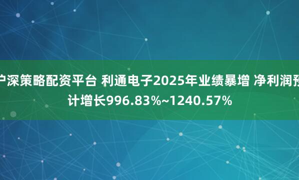 沪深策略配资平台 利通电子2025年业绩暴增 净利润预计增长996.83%~1240.57%